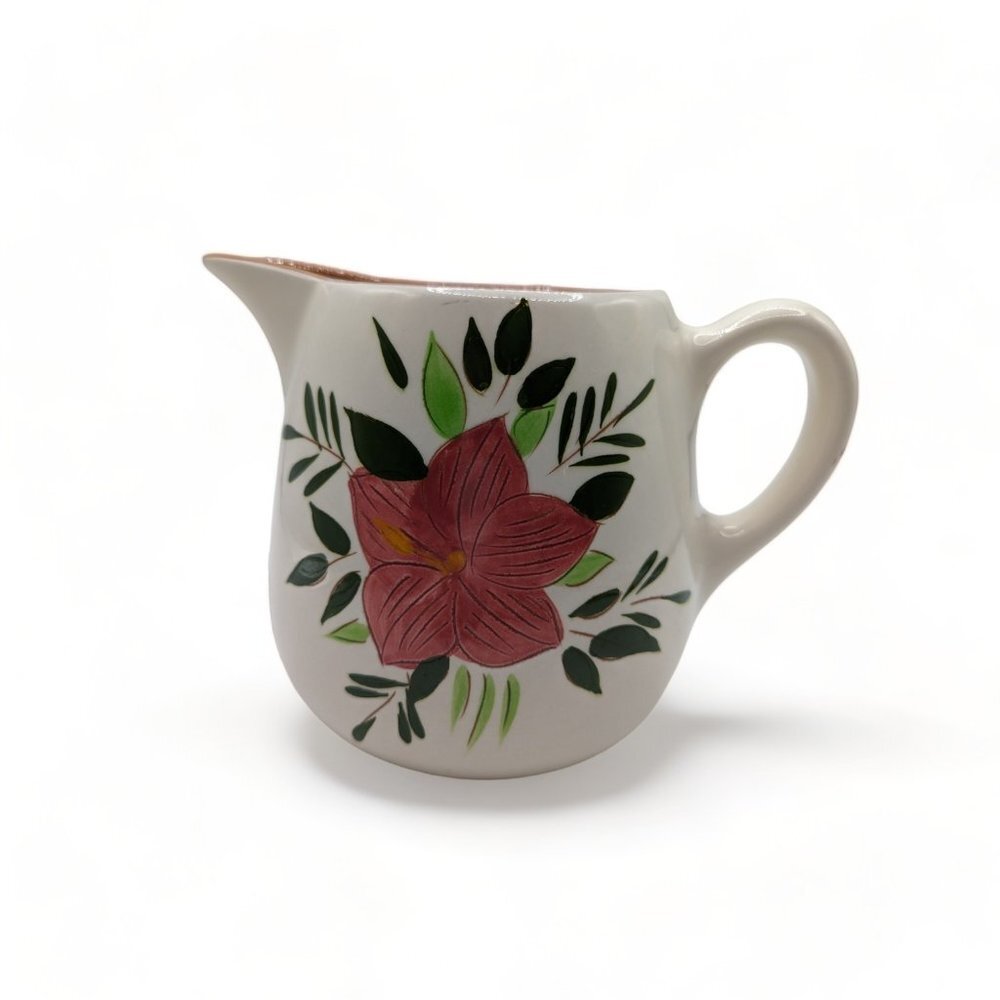 Vintage STANGL WILD ROSE 32 oz Hand Ptd Pitcher Redware Pottery Trenton NJ 1960s